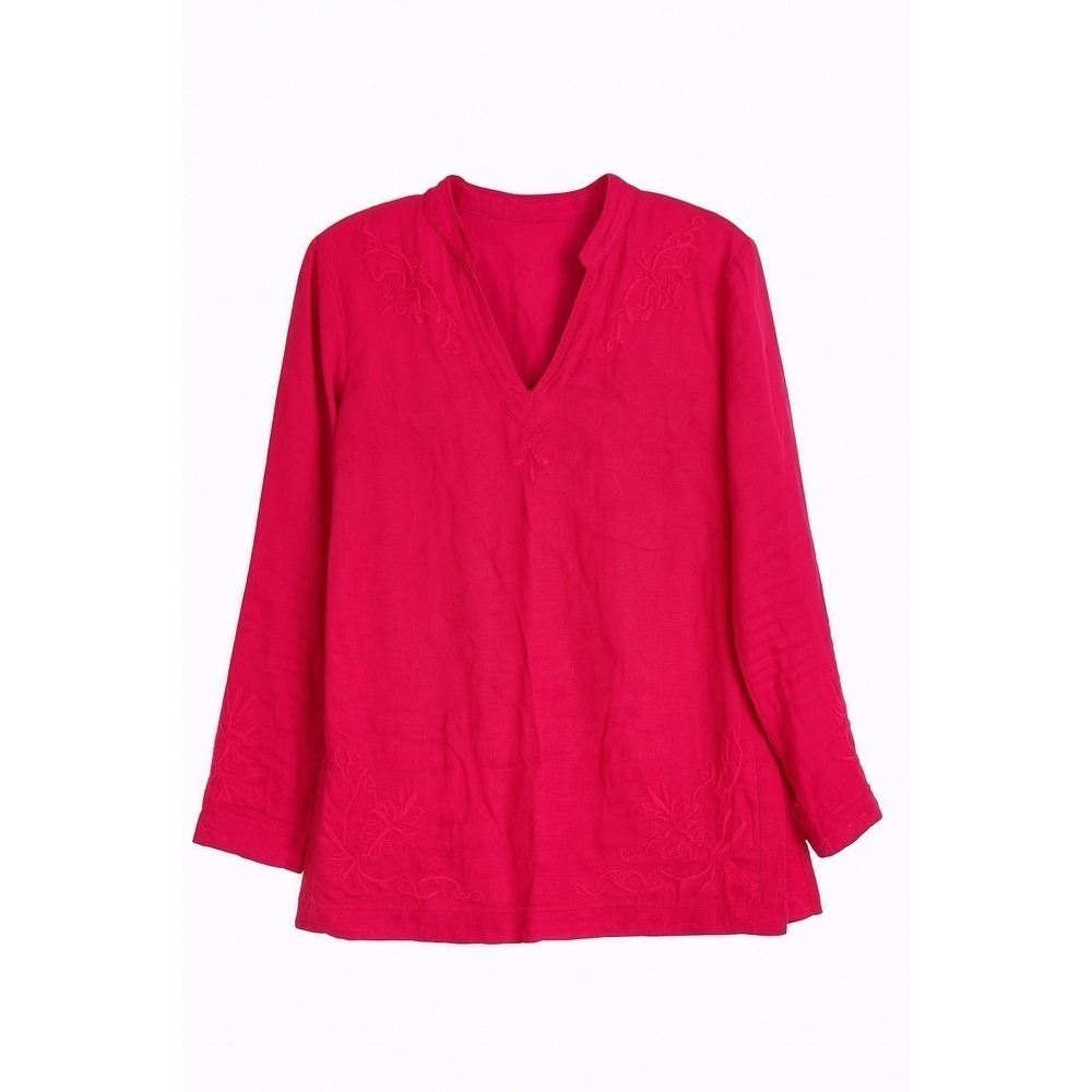 Valerie Stevens 100% Linen Embroidered Tunic – Petite Medium